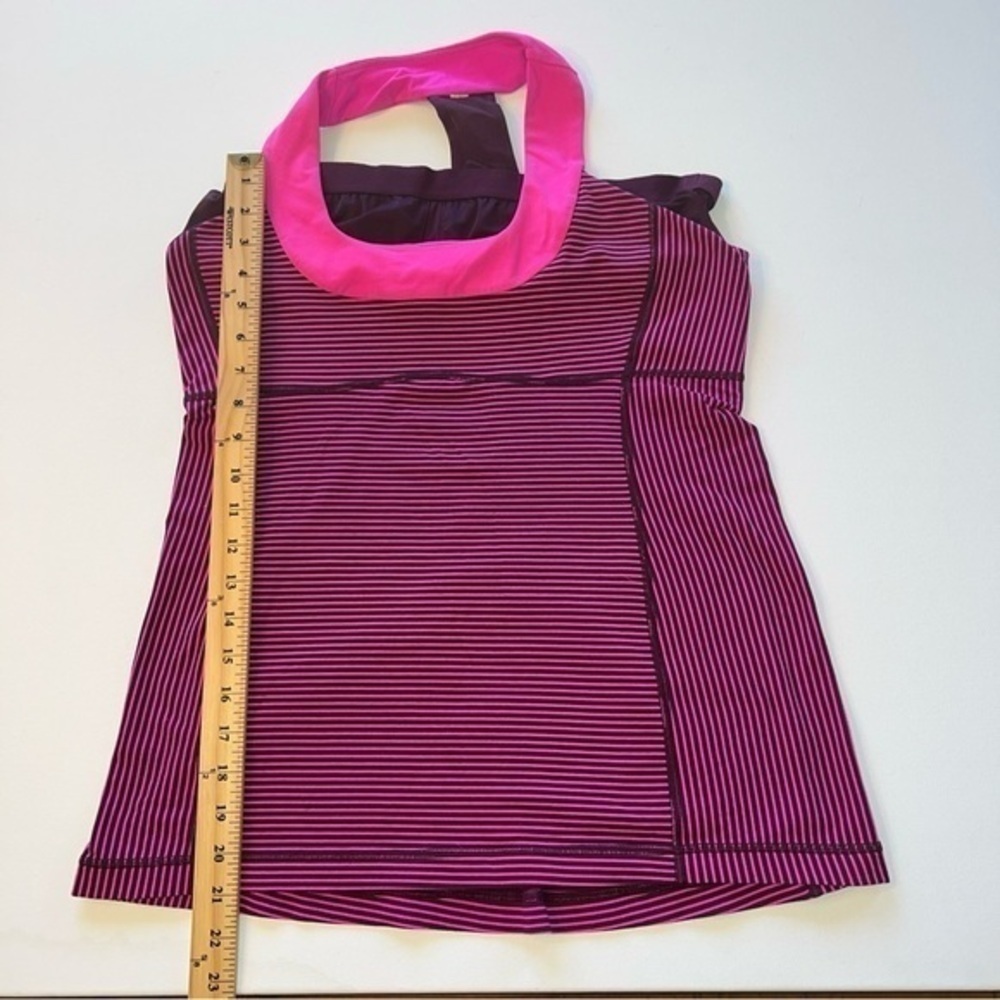 EUC Lululemon Scoop Neck Tank Pink Purple Striped Womens 8 (T)